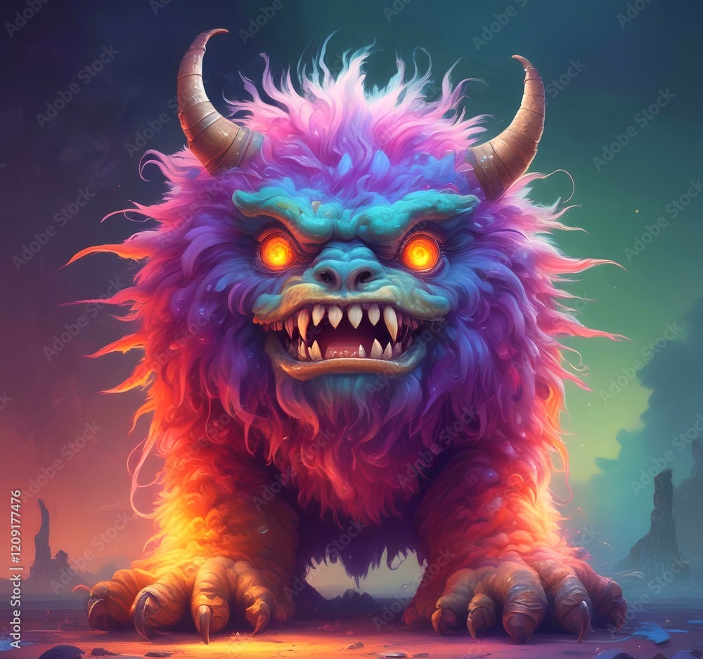 Illustration of fluffy and cute small monster. Illustration of fluffy and cute small monster.