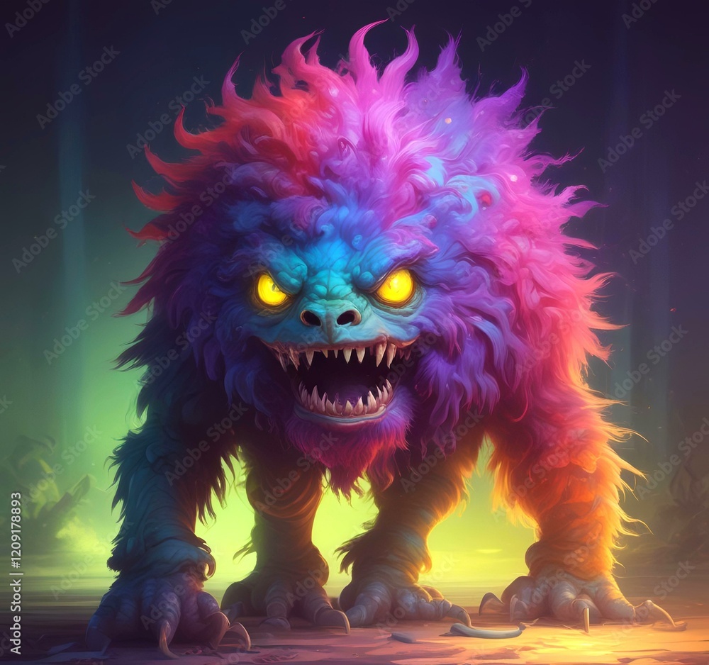 Illustration of fluffy and cute small monster. Illustration of fluffy and cute small monster.