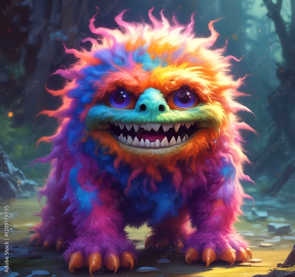 Illustration of fluffy and cute small monster. Illustration of fluffy and cute small monster.