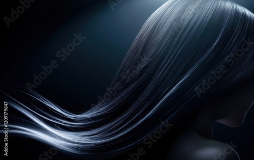 Wallpaper Mural Silky smooth black hair cascading down a womans back under soft studio lighting perfect for haircare, beauty, or shampoo promotions Torontodigital.ca