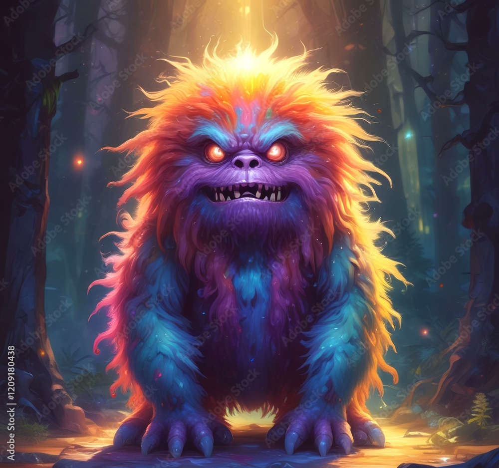 Obraz premium Illustration of fluffy and cute small monster.