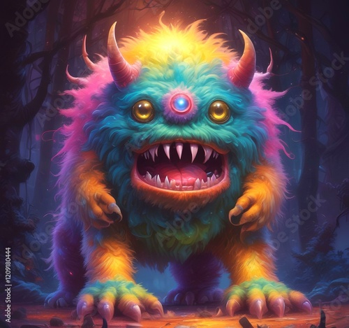 Illustration of fluffy and cute small monster.