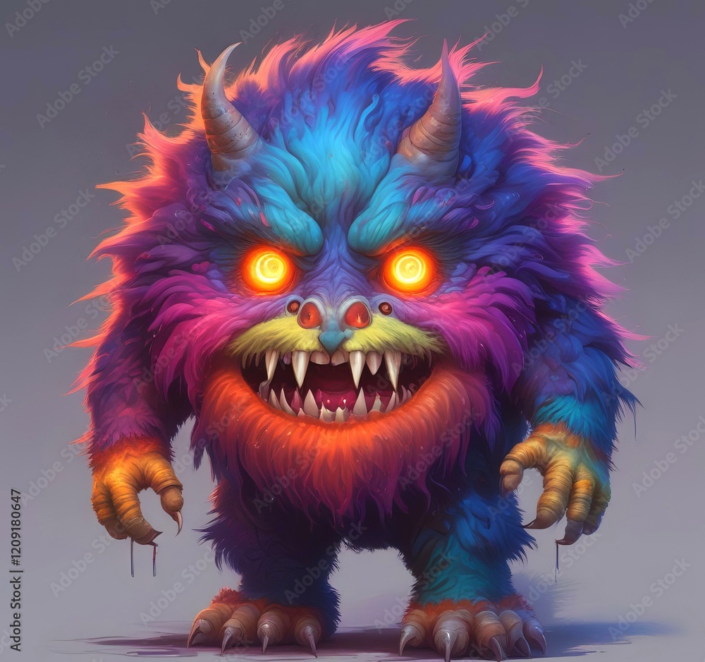 Illustration of fluffy and cute small monster. Illustration of fluffy and cute small monster.