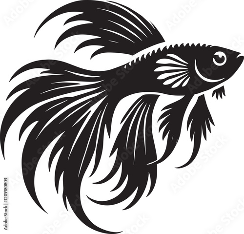 Big Arowana fish vector illustration silhouette isolated on white background