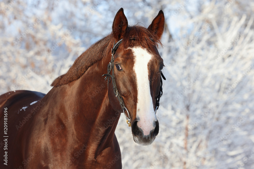 Horse portrait in frozen winter morning to Russia Horse portrait in frozen winter morning to Russia