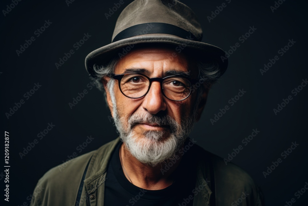 A man with a hat and glasses is looking at the camera A man with a hat and glasses is looking at the camera