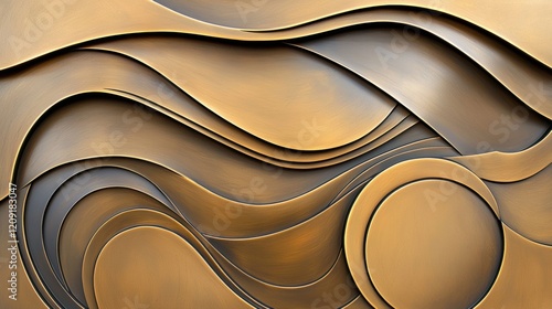 A textured surface with a repeating wave pattern in shades of gold and brown.