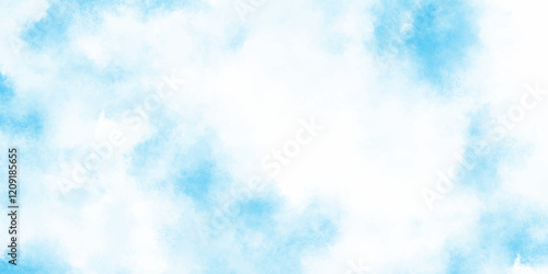 The sky blue texture clouds, blue watercolor paper texture background, Soft and cloudy blue sky Watercolor background texture, cloudy and soft sky blue blurred and grainy Blue powder explosion.