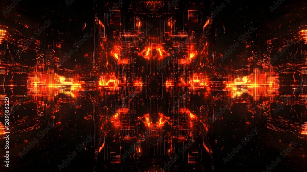 Abstract Orange Digital Art, Glowing Abstract Orange Digital Art, Glowing