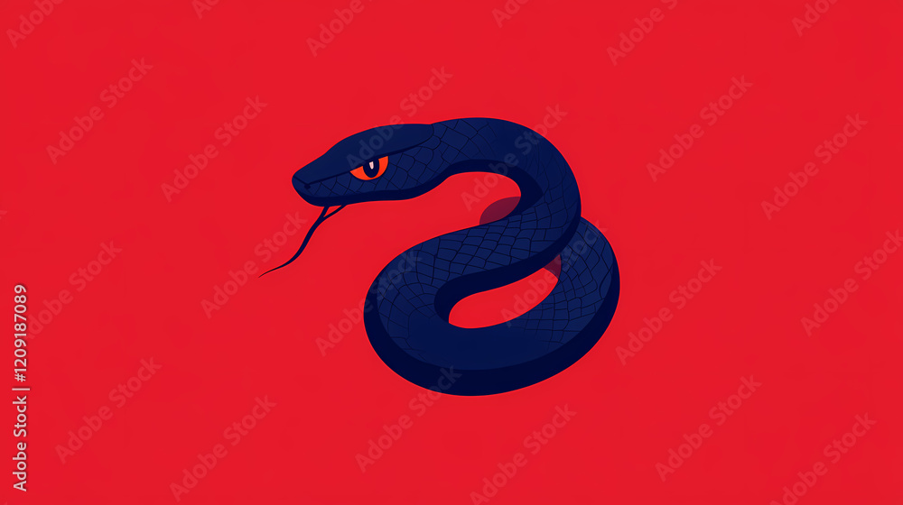 Fototapeta premium Black Cartoon Snake Illustration