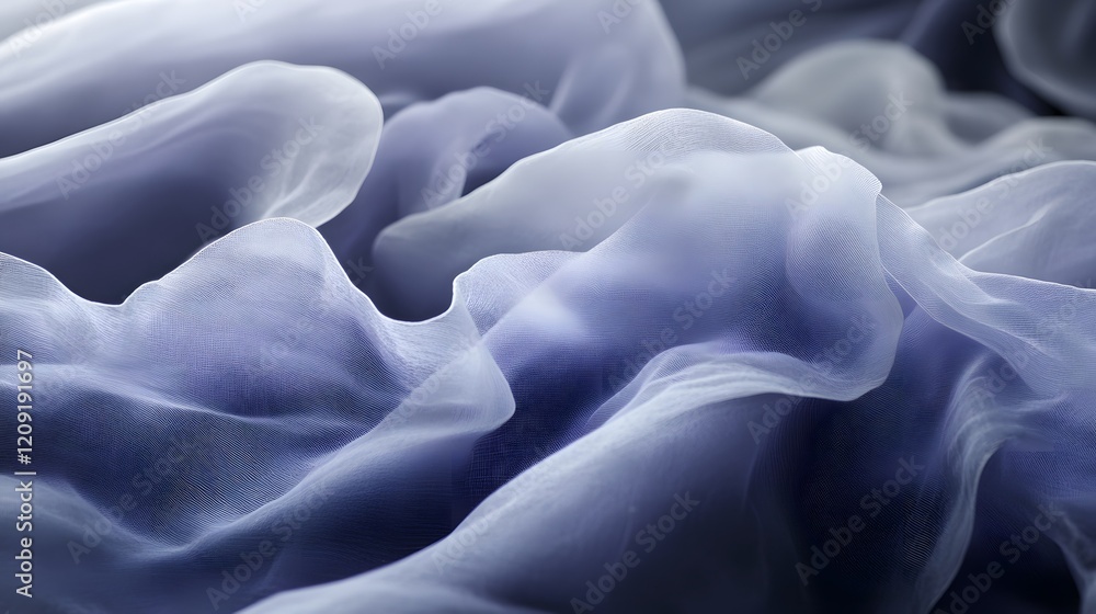 Obraz premium Fabric Waves: Sheer, Draped, Soft, Elegant, Blue, Textured, Flowing, Gentle, Light, Abstract