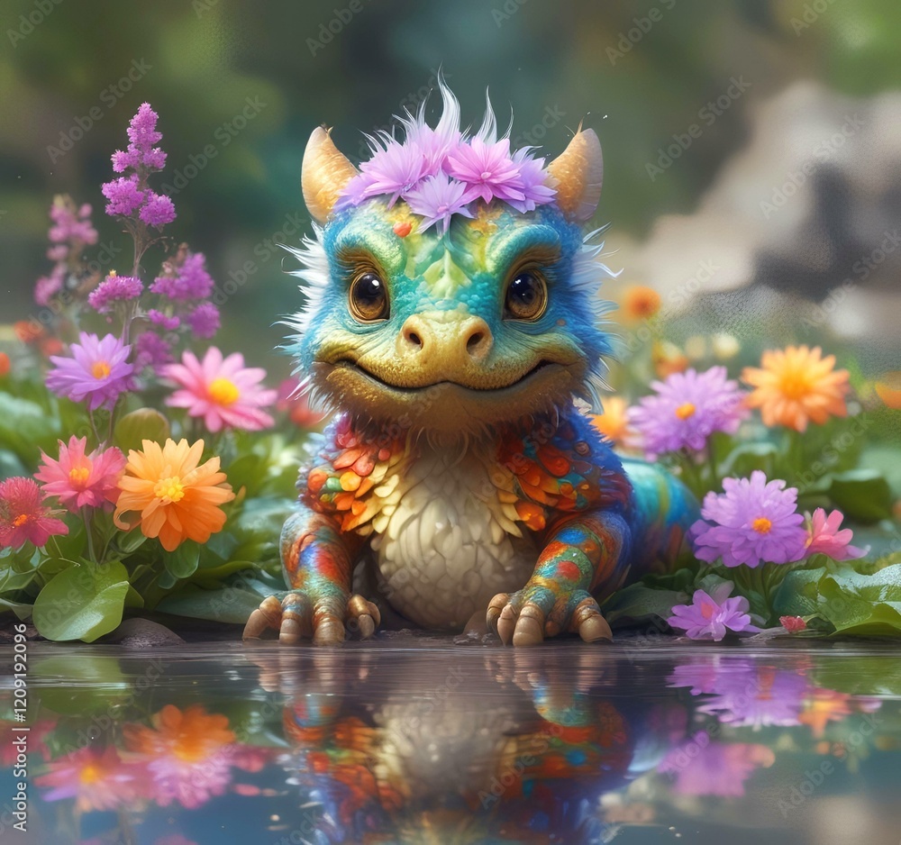 Illustration of adorable baby dragon. Illustration of adorable baby dragon.