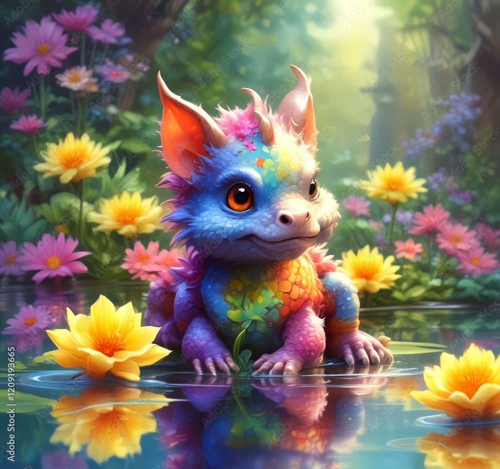 Illustration of adorable baby dragon. Illustration of adorable baby dragon.