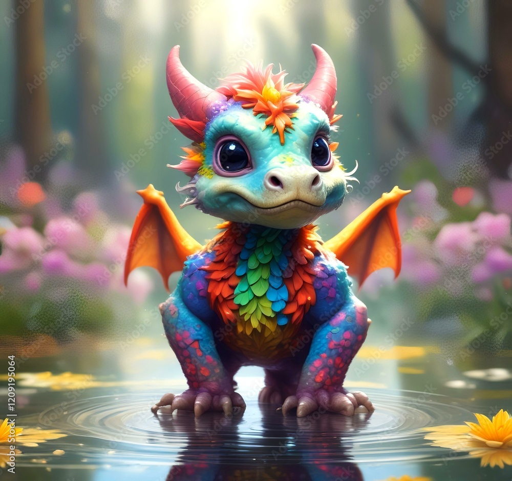 Illustration of adorable baby dragon. Illustration of adorable baby dragon.
