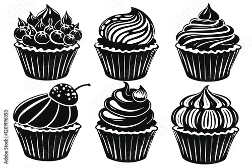 Cupcake silhouette, line art object