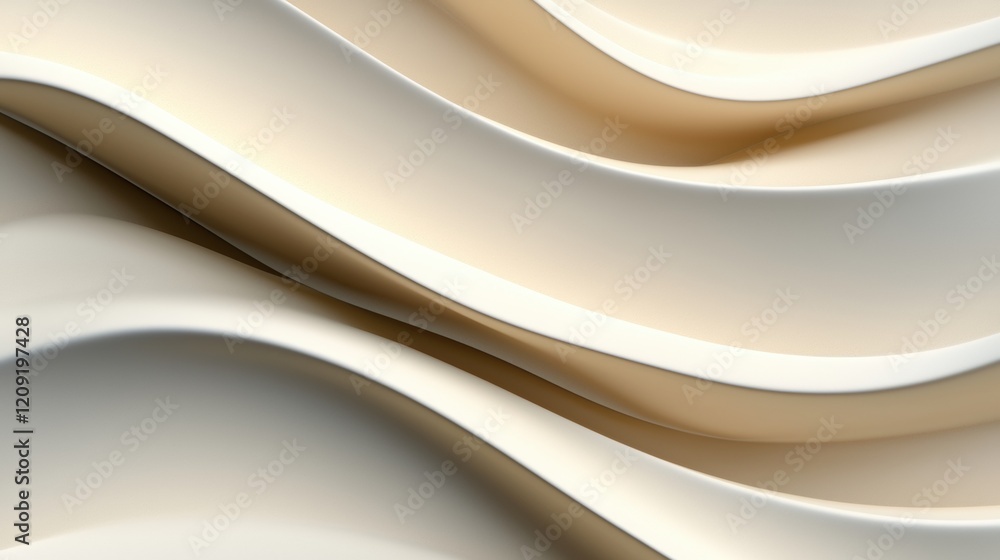 A 3D rendering of a flowing, abstract design in a beige color. A 3D rendering of a flowing, abstract design in a beige color.