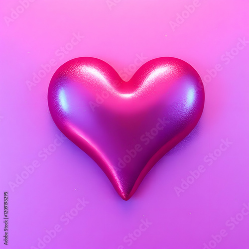Shiny Pink 3D Heart on Vibrant Gradient Background AI Image