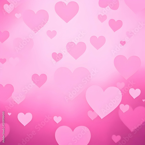 Romantic Pink Background With Floating Hearts for Valentine's Day AI Image