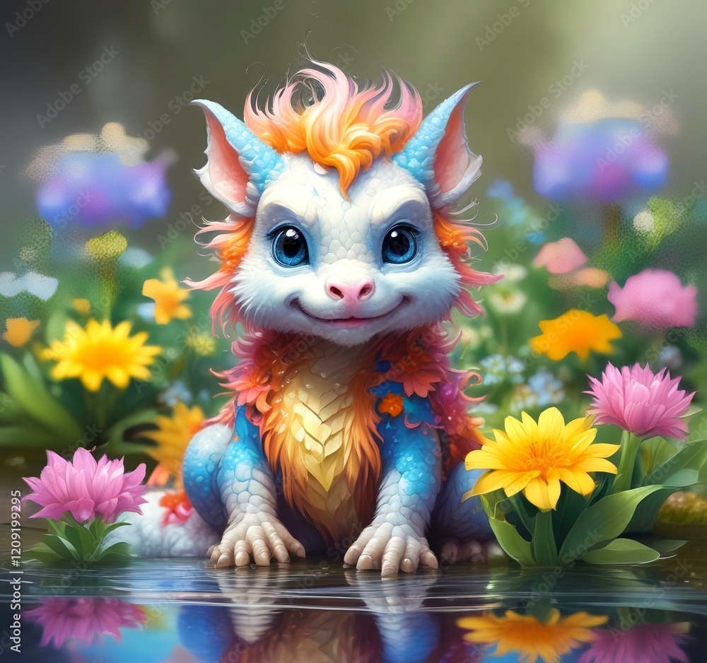 Illustration of adorable baby dragon. Illustration of adorable baby dragon.