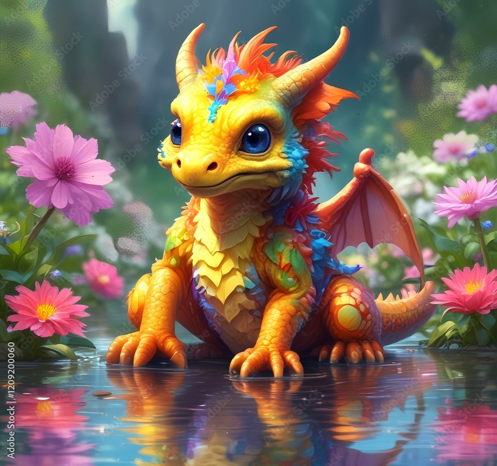 Illustration of adorable baby dragon. Illustration of adorable baby dragon.