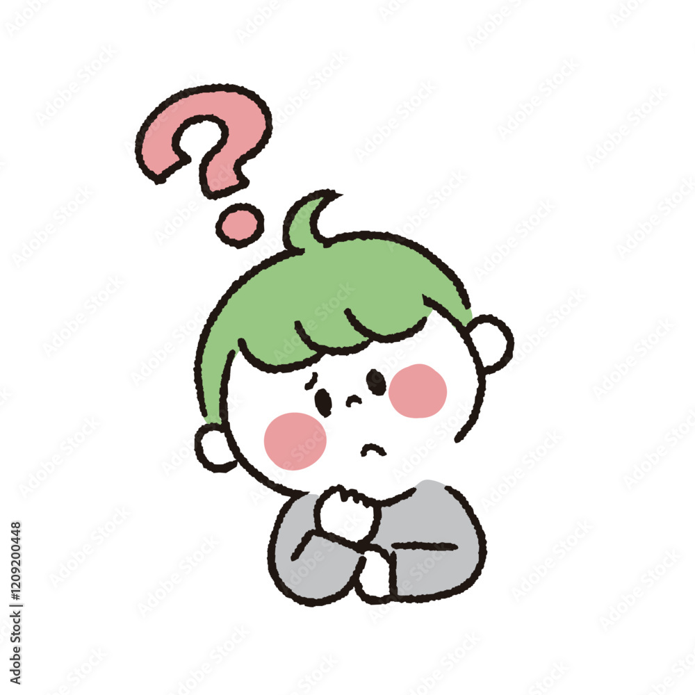 疑問を持つ男の子 疑問を持つ男の子