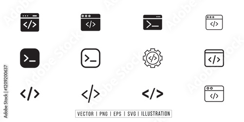 Code icon. Code html signs. Program coding icons. Coding sign. Programming development vector. Program coding icon set. programming, coding, background, software