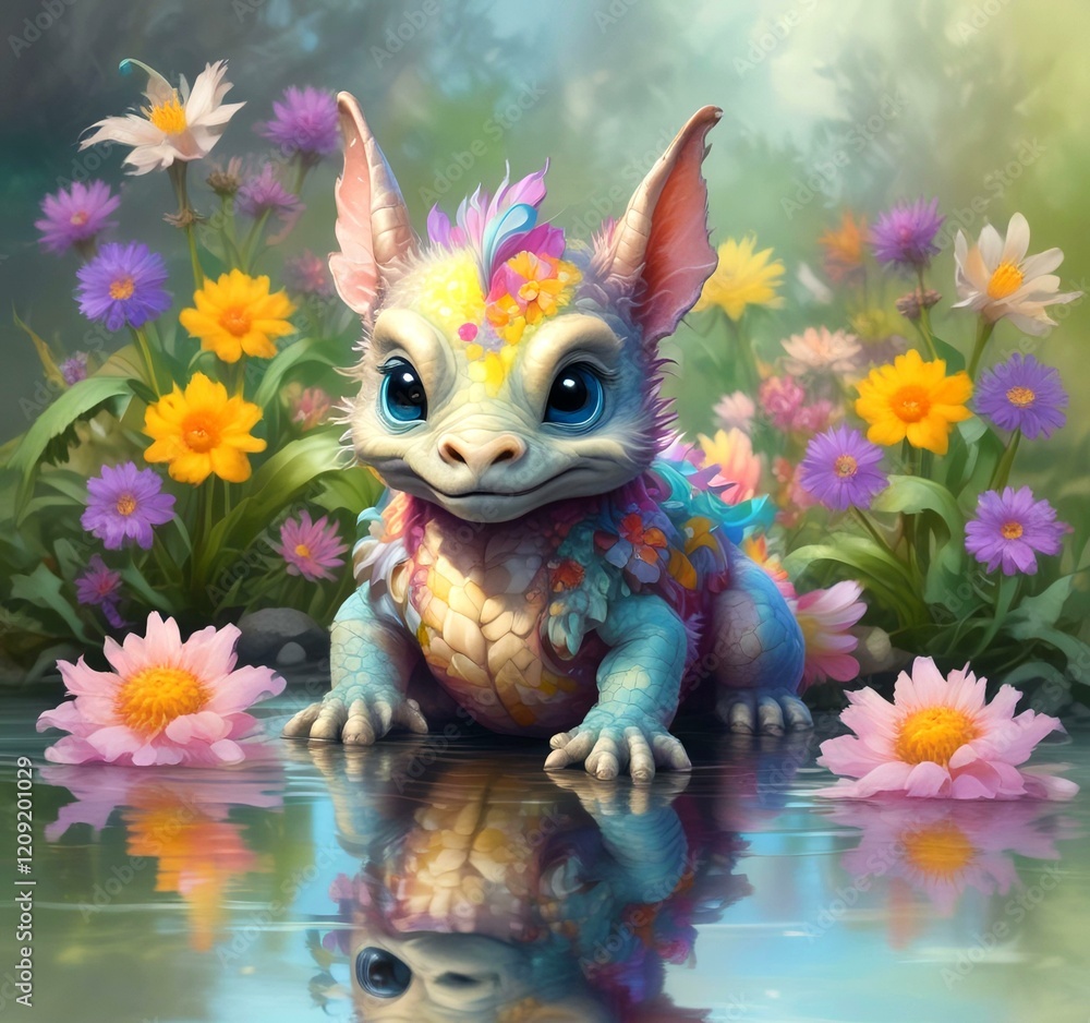 Illustration of adorable baby dragon. Illustration of adorable baby dragon.