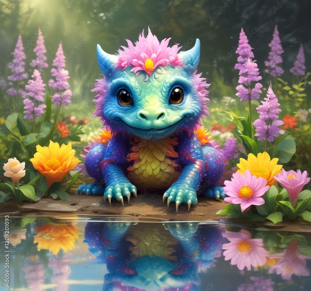 Illustration of adorable baby dragon. Illustration of adorable baby dragon.