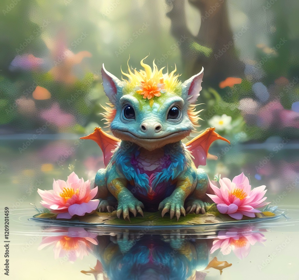 Illustration of adorable baby dragon. Illustration of adorable baby dragon.