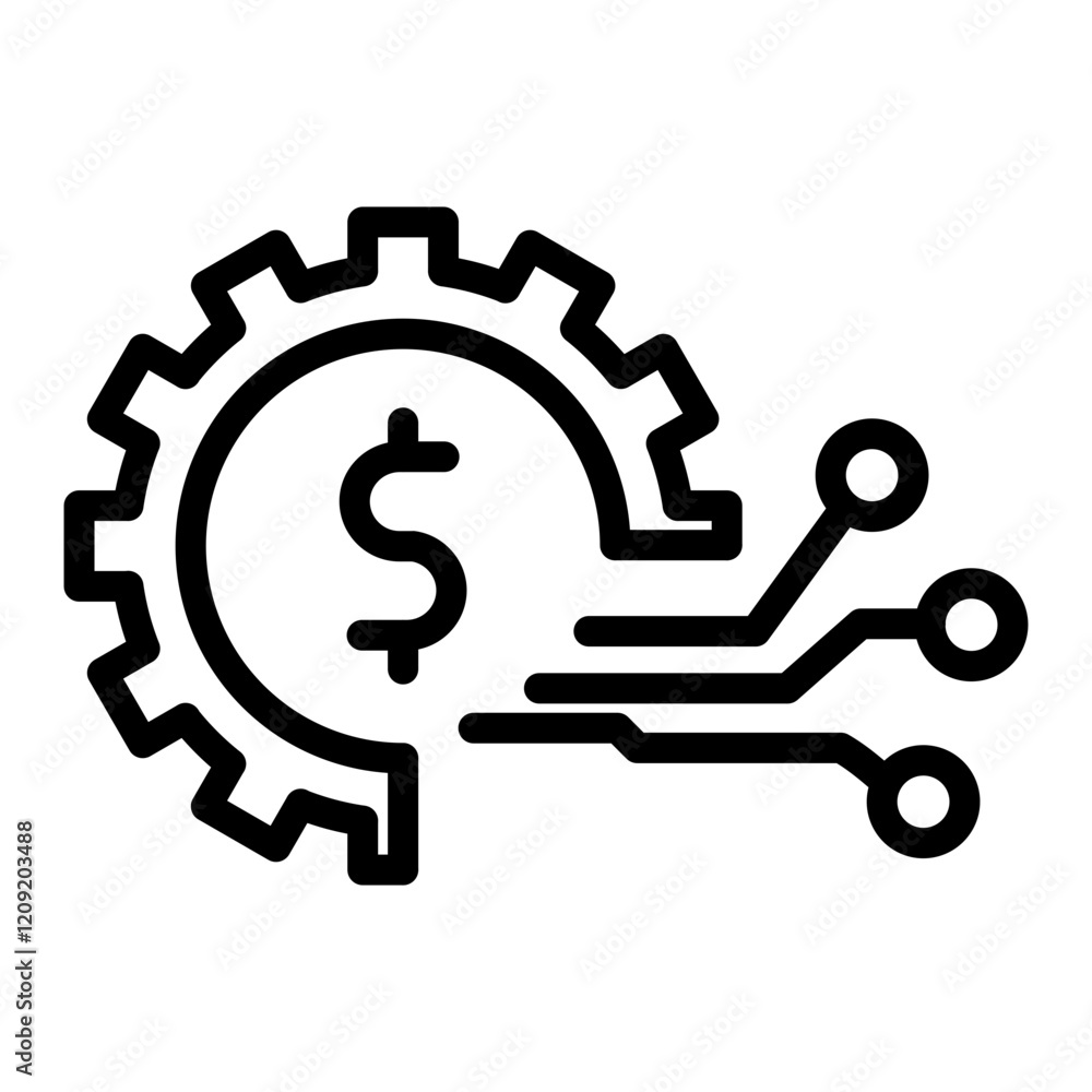 Financial Technology (FinTech) Vector Line Icon Design Financial Technology (FinTech) Vector Line Icon Design
