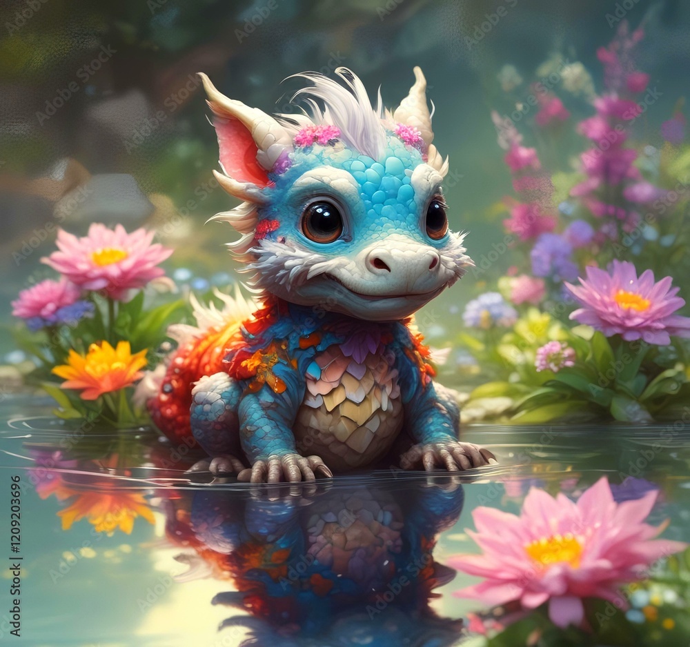 Illustration of adorable baby dragon. Illustration of adorable baby dragon.