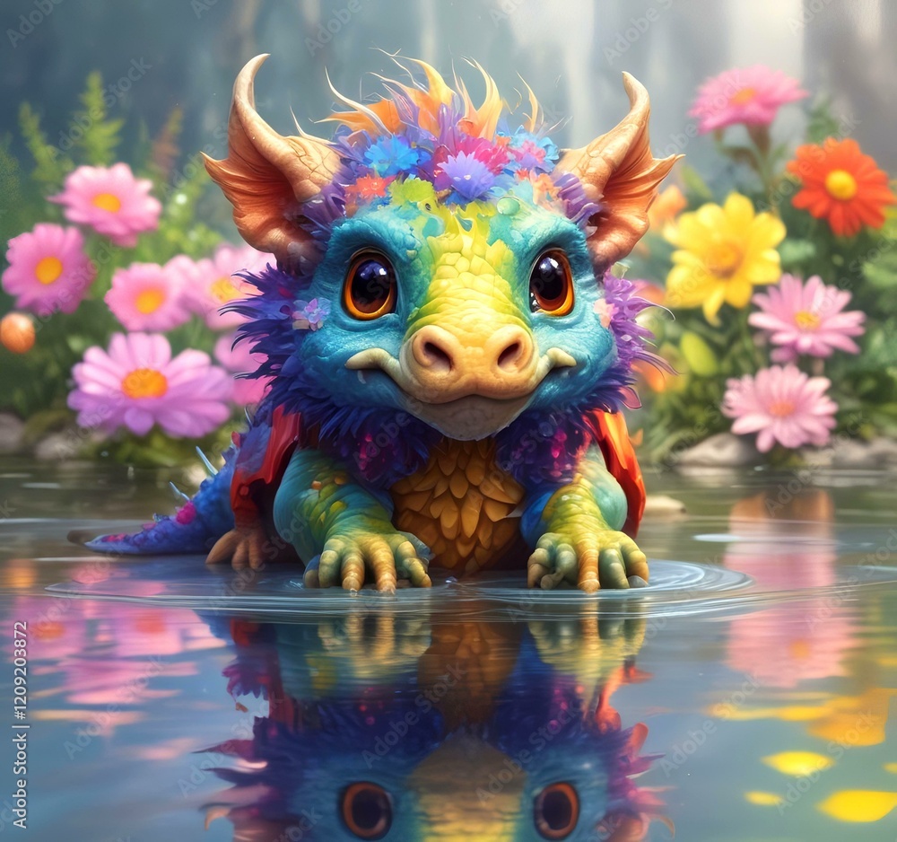 Illustration of adorable baby dragon. Illustration of adorable baby dragon.