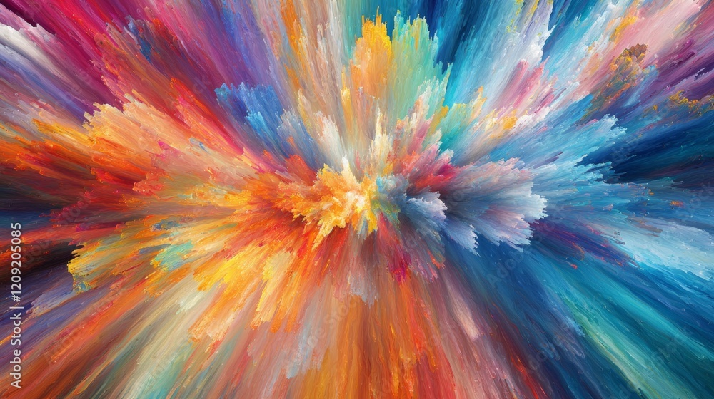 Obraz premium Vibrant Abstract Paint Explosion Colorful Burst Artistic Canvas Dynamic Energy Vivid Hues Creative
