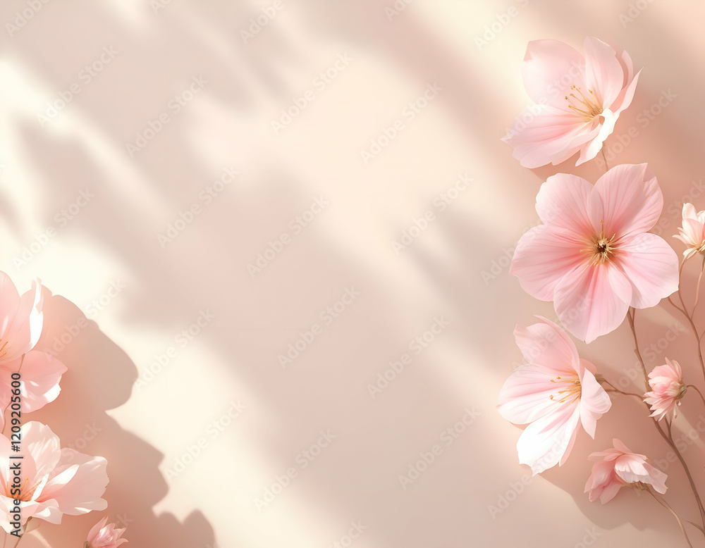 Fototapeta premium Soft Pink Blossom: Delicate Floral Arrangement in Sunlight