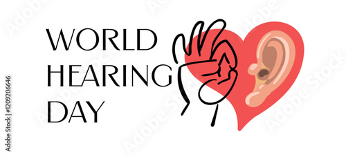 World hearing day, design for banner, poster, vector illustration. Celebrate every year on 3rd March.