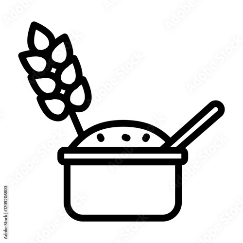 Oats Vector Line Icon Design