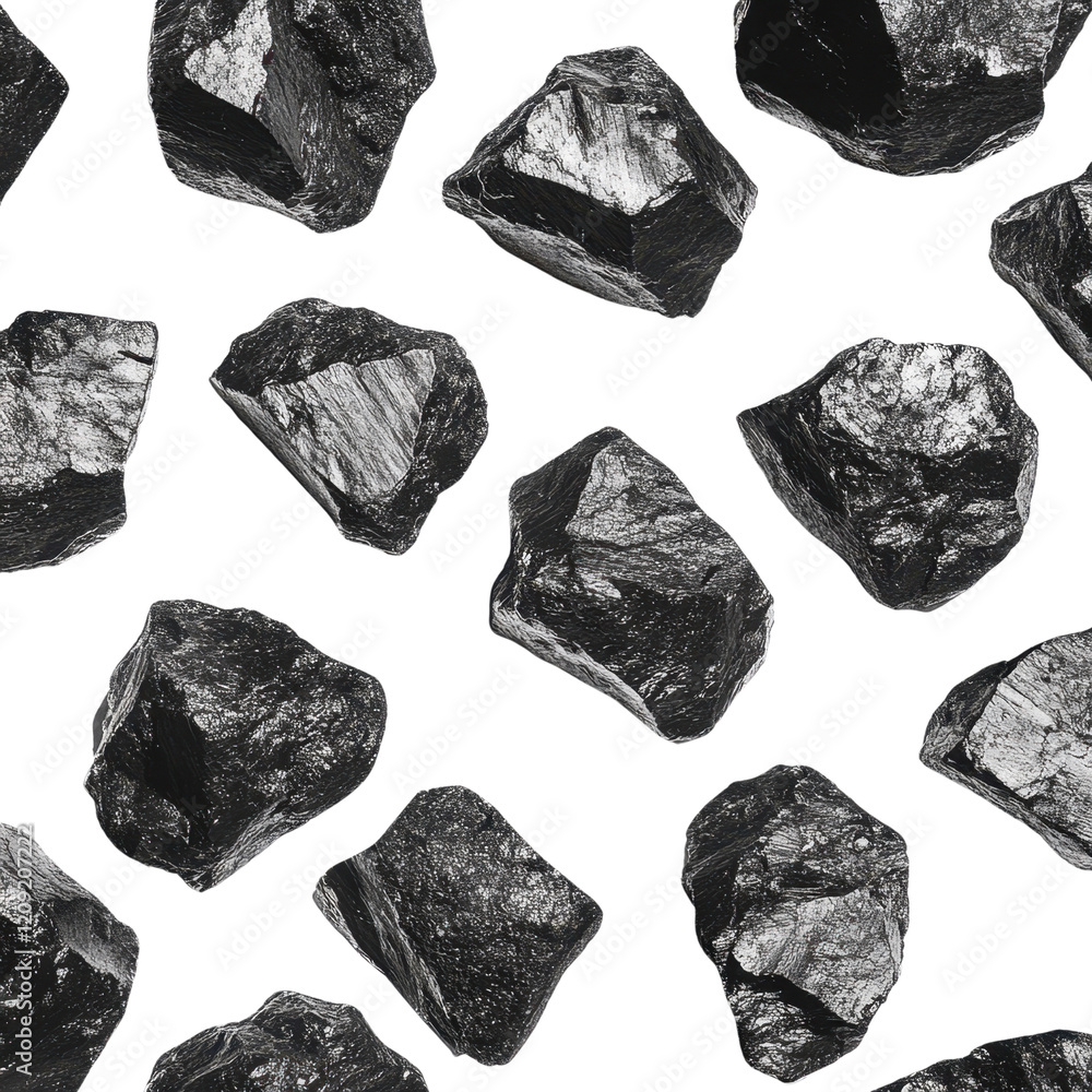 Naklejka premium Natural Black Stones on Dark Background for Texture and Design