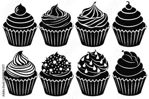 silhouette of cupcake illustration white background