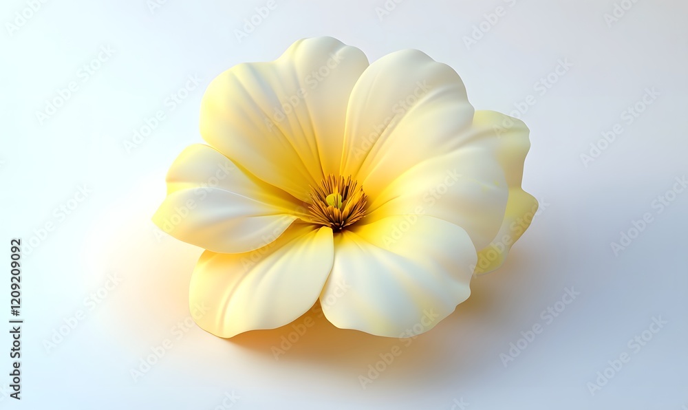 Fototapeta premium Cream flower blossom, studio shot, soft light, white background, floral design