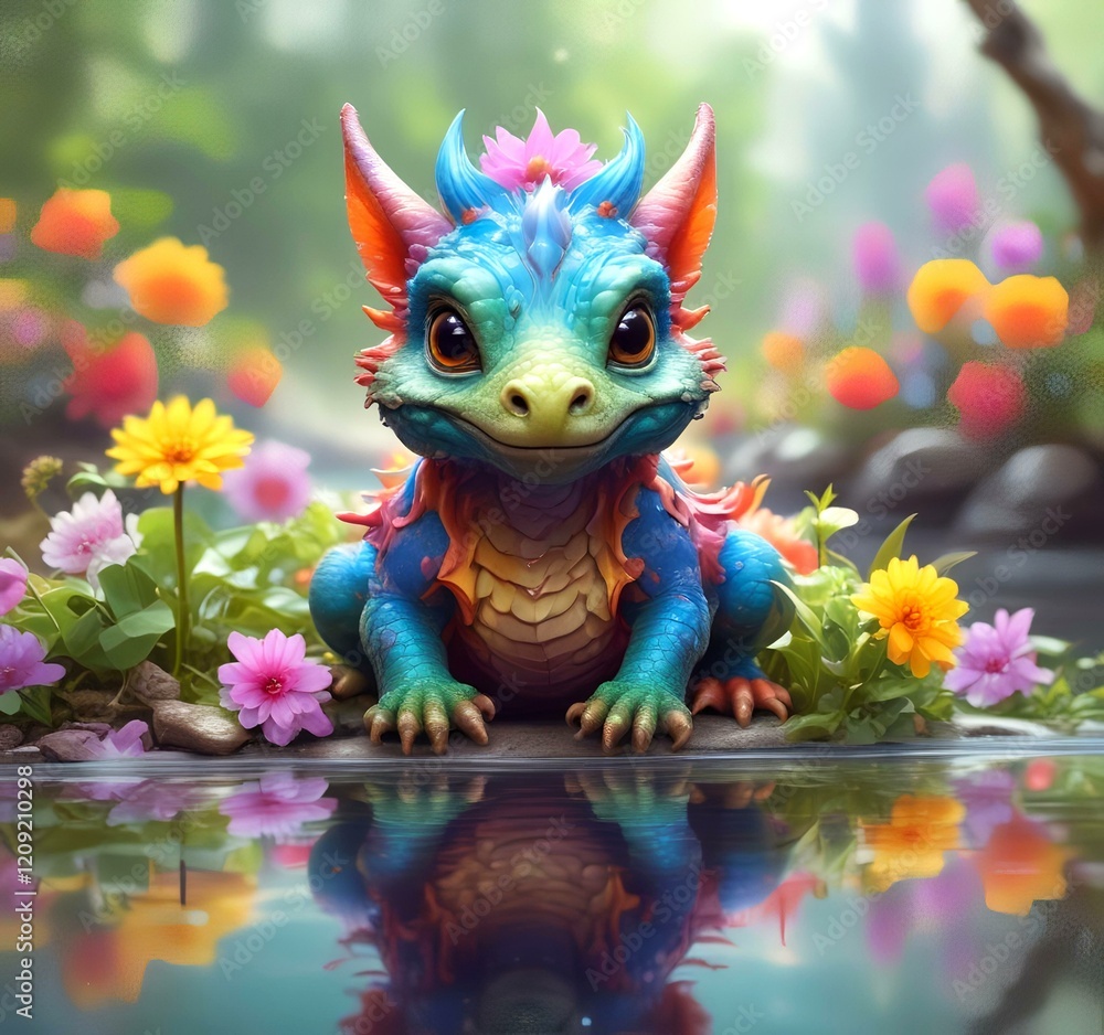 Illustration of adorable baby dragon. Illustration of adorable baby dragon.