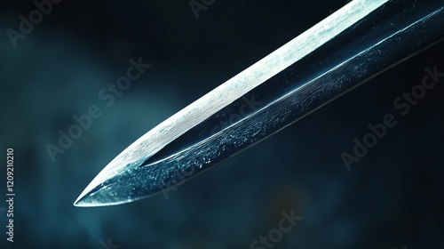 Close-up of sharp sword blade with textured surface