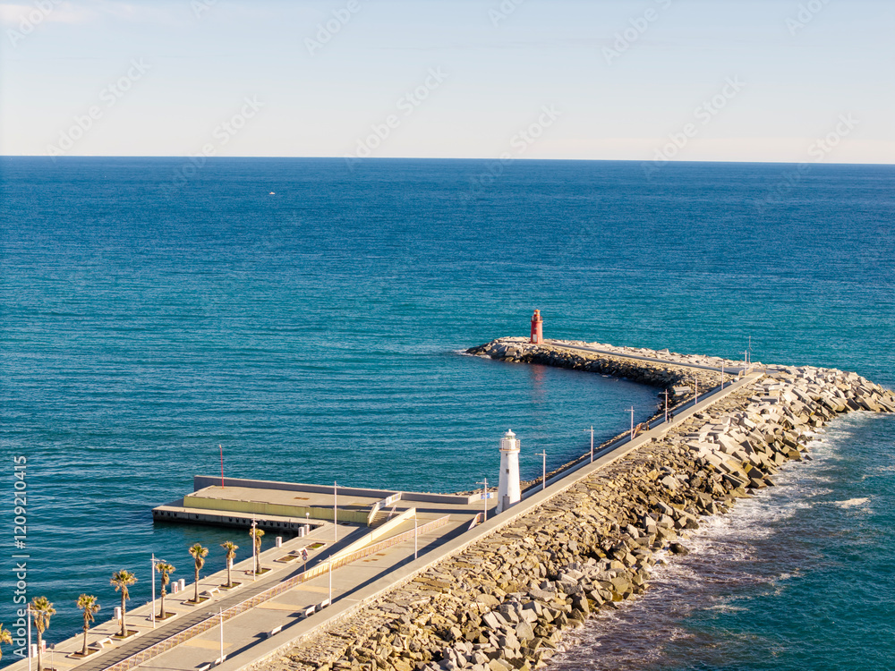 Obraz premium Imperia Harbor and Lighthouse