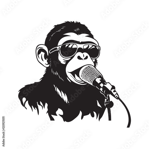 monkey with microphone and sunglasses