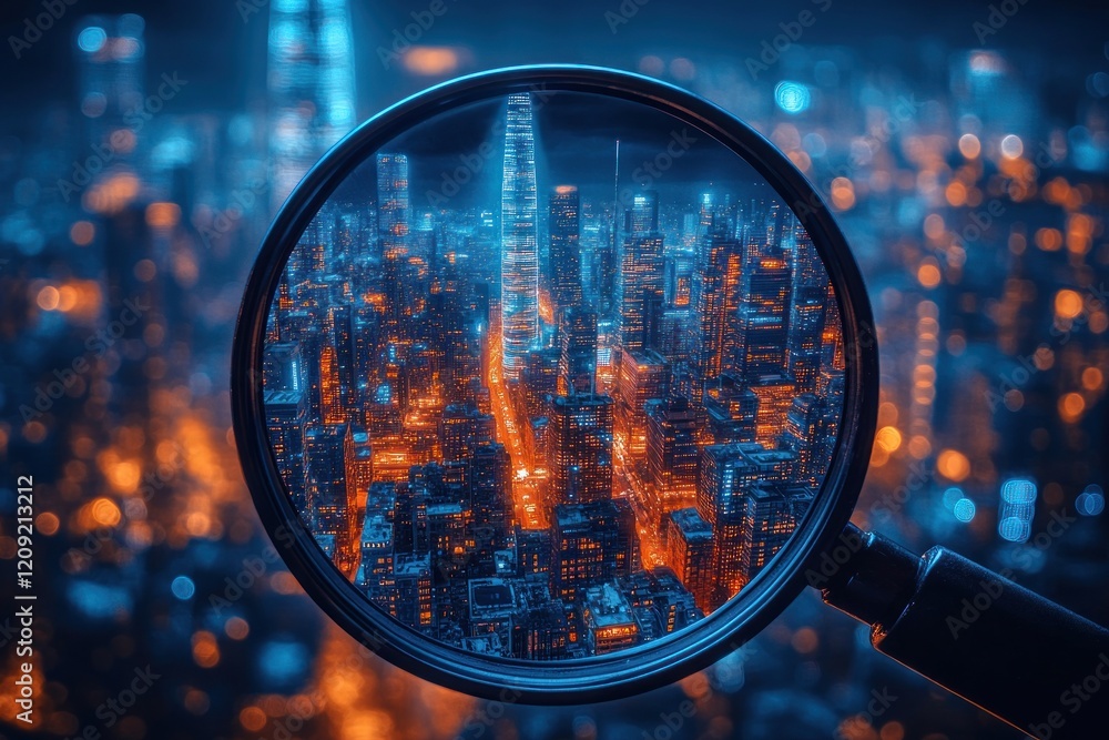 Magnifying Glass Inspecting Financial Chart and Accounting Data for Business Analysis and Investment Growth Magnifying Glass Inspecting Financial Chart and Accounting Data for Business Analysis and Investment Growth