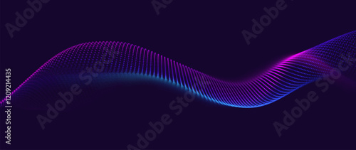 Abstract Digital EQ Equalizer Music 3D Particles Bokeh Visualization. Sound Wave Design Element. Modern Dynamic Particles Colored Background Design for Music, Sport, Science Events Banners. Vector.