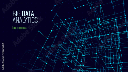 Big Data Storage Technology. Abstract Data Cube Background. Modern Technology Banner. Information Server. Data Science Computer Science Algorithms Vector Illustration.