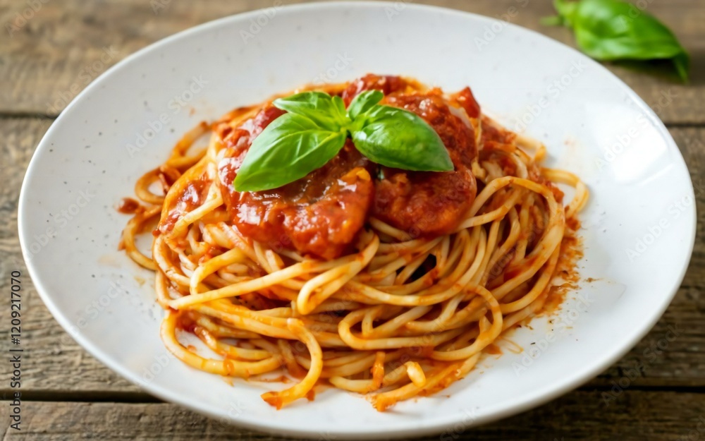 spaghetti with tomato sauce and basil spaghetti with tomato sauce and basil