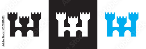 Castle icon Vector set.  isolated on white and black background. vector illustration. EPS 10