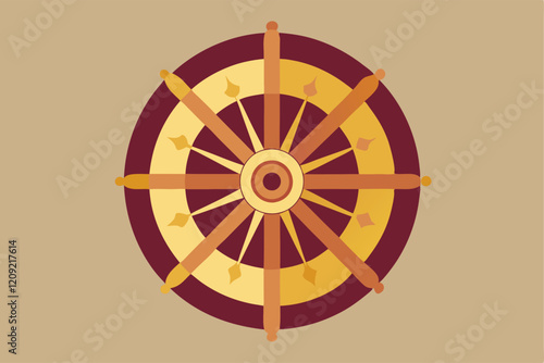 Vesak day dharma wheel symbol design for holiday celebrations