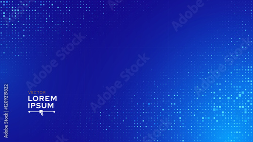 Abstract Digital Technology Futuristic Background. Square Pixels Pattern with Lighting Glowing Particles Square Elements. Technology or Science Research Presentation Backdrop. Vector Illustration.